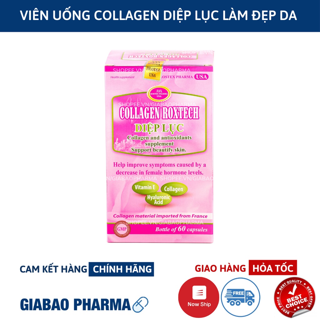 Viên uống COLLAGEN DIỆP LỤC bổ sung biotin  hỗ trợ làm đẹp da, trắng sáng da