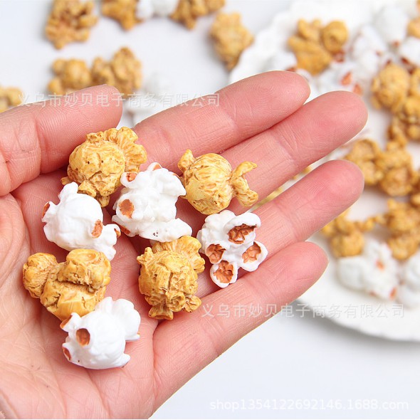 Charm mô hình bỏng ngô, bắp rang bơ Popcorn trang trí nhà búp bê, tiểu cảnh, móc chìa khóa, DIY