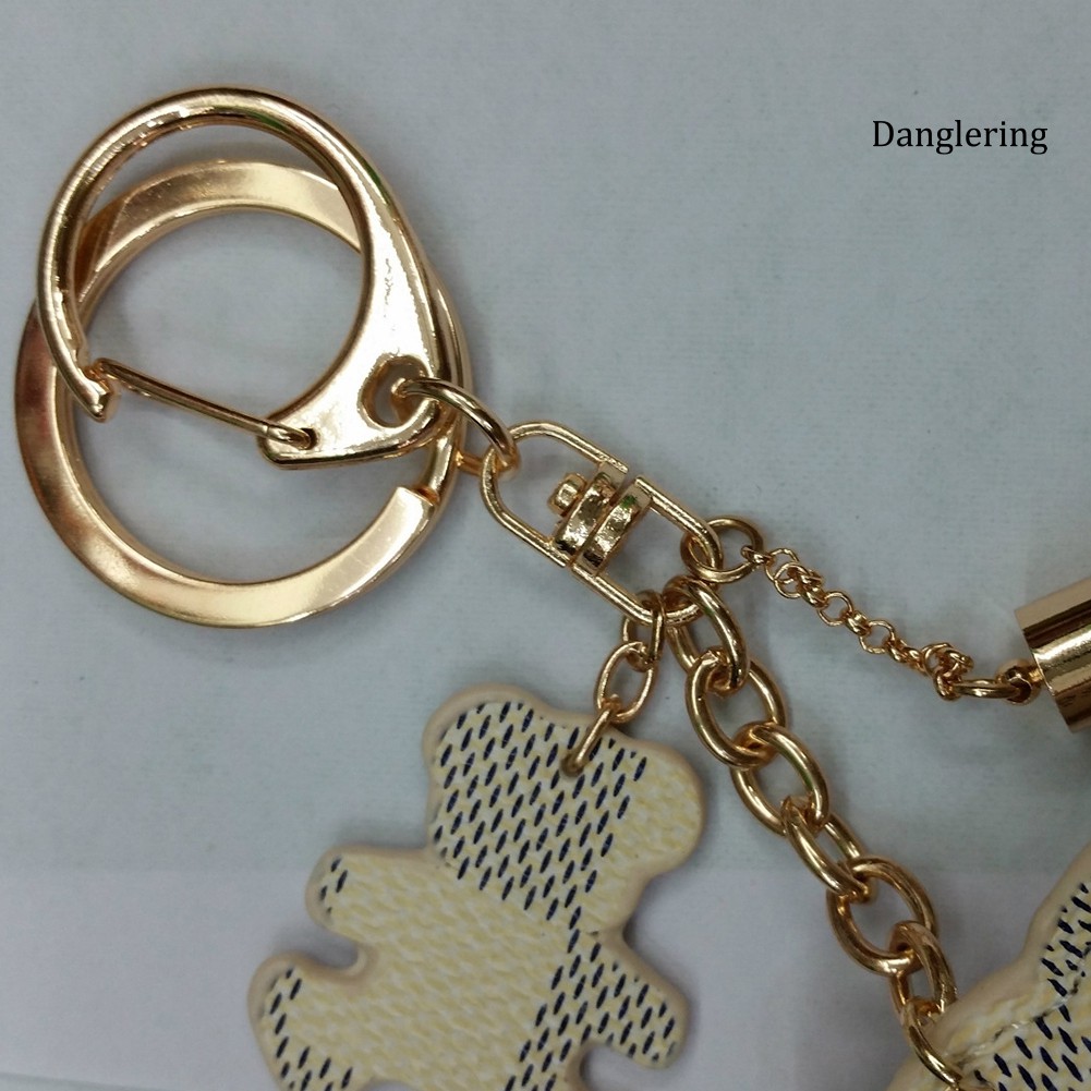 Móc khóa dây tua rua có mặt phụ kiện hình gấu dễ thương