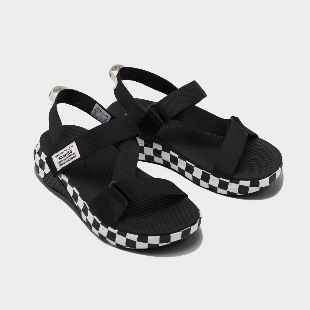 Giày Sandals SHONDO F7 Racing Đế Caro Đen F7C1010