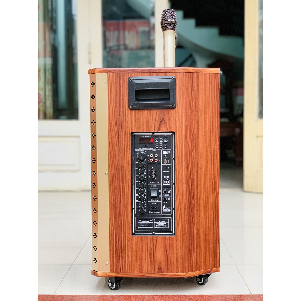 Loa Kéo Bass 30 Vỏ Gỗ 3 đường tiếng Cao Cấp, Tặng 2 micro Kim Loại Không Dây Cao Cấp
