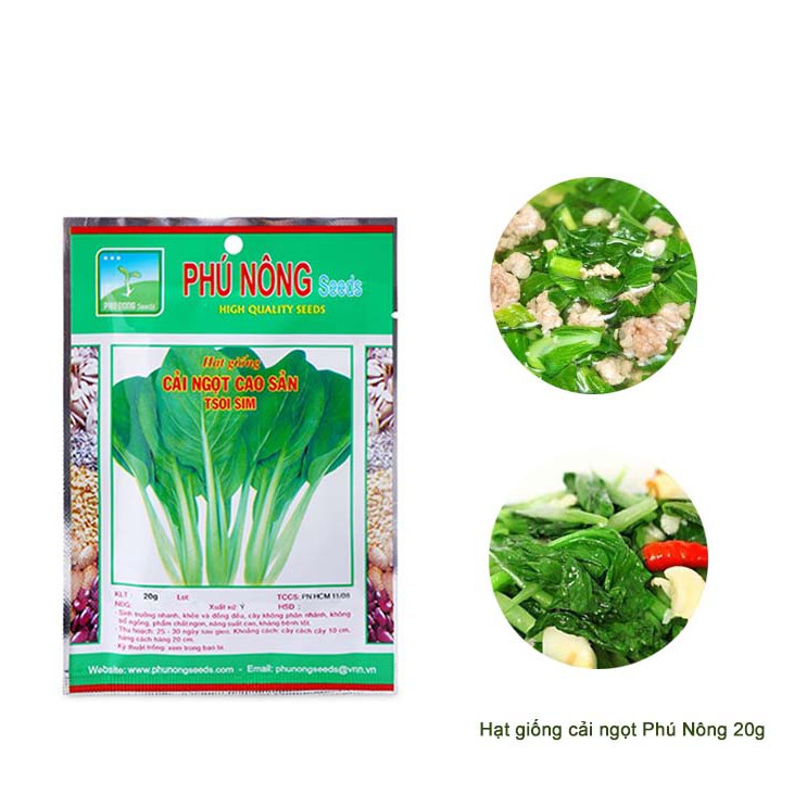 Hạt giống rau Cải ngọt, gói 20g, dễ trồng, thu hoạch nhanh R03 |Greenhome