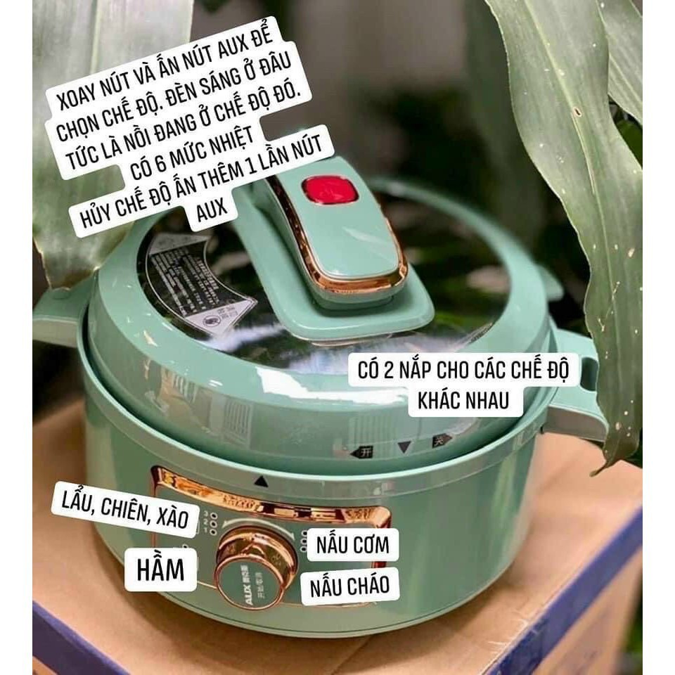 FREE SHIP Nồi Áp Suất Đa Chức Năng Dung Tích 3.5L Công Suất Lớn 1300W, Nấu Lẩu, Hầm Cháo Chiên Sào Tiện Lợi