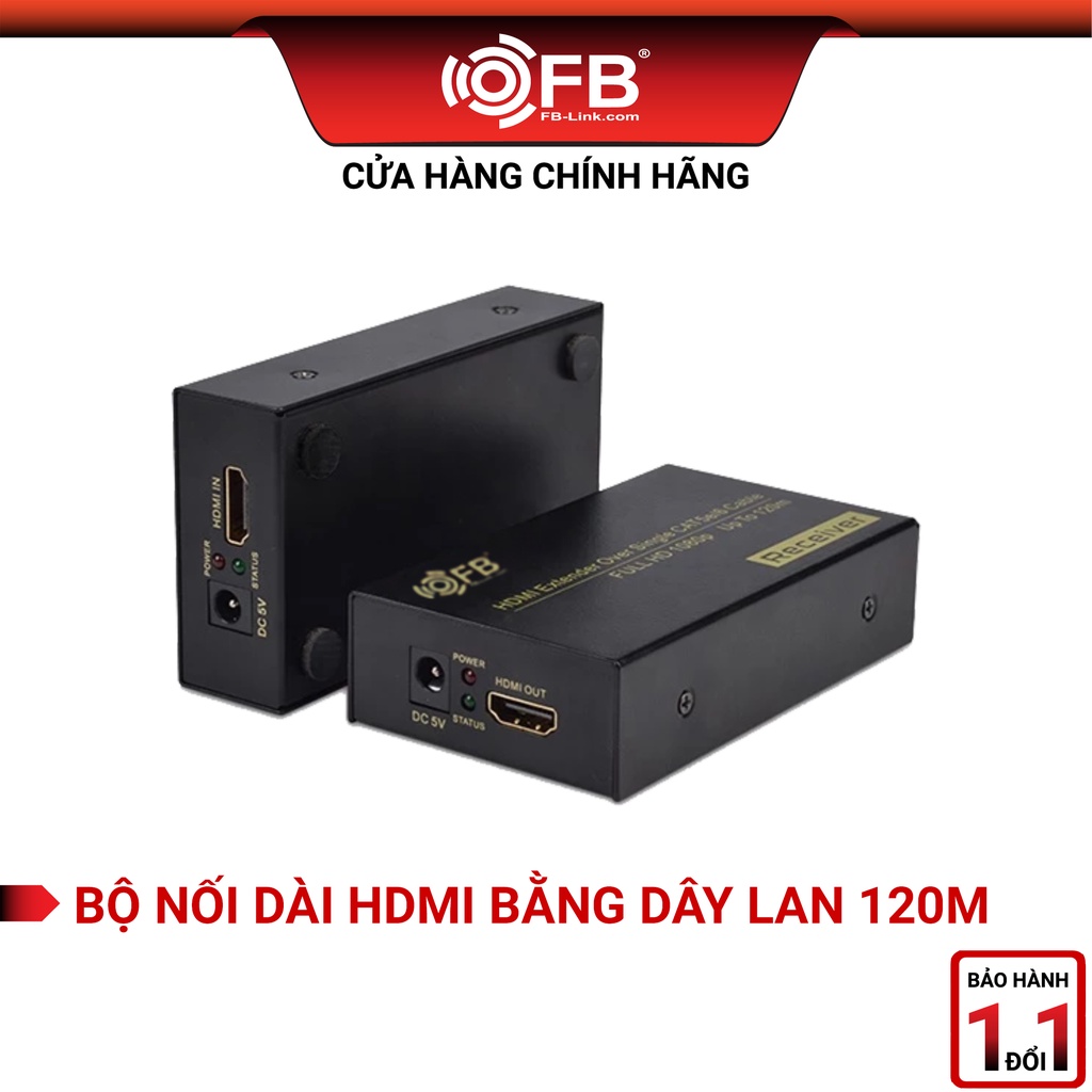 Bộ Nối Dài HDMI 120M FB-LINK Thông Qua LAN Chuẩn CAT-5e/6 Kèm Adapter