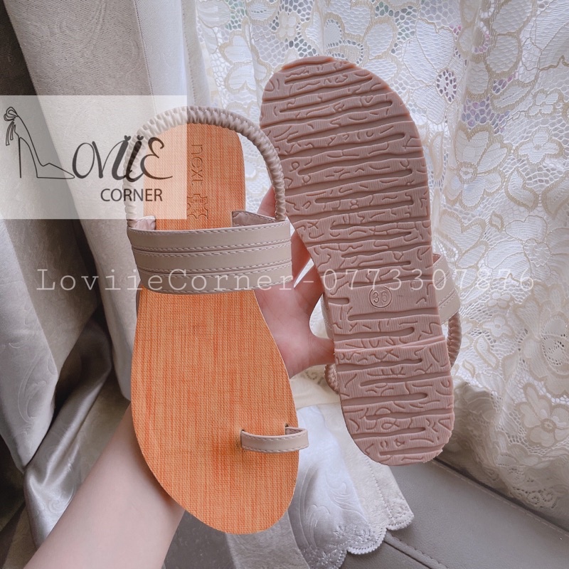 SANDAL NỮ XỎ NGÓN LOVIIECORNER - GIÀY SANDAL NỮ ĐẾ BỆT XỎ NGÓN - SANDAL NỮ DÂY CHÉO GIẢ GỖ S210701