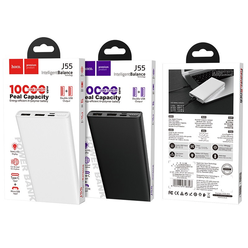 ☑️SIÊU MỎNG- GỌN☑️ Pin dự phòng 10.000mah, Sạc dự phòng Hoco J55 Chính hãng - BH 12 tháng, cú sạc dự phòng nhanh cho ip,