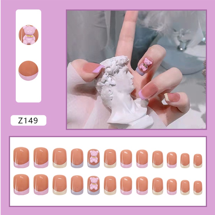 [Z141-180] Bộ 24 móng tay giả đính đá /KÈM KEO/ làm nail