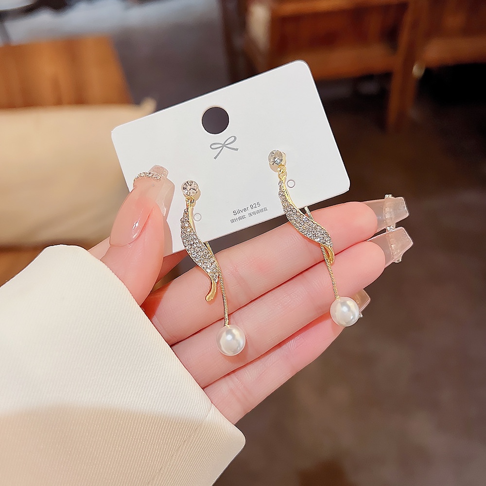 Bông Tai Mạ Bạc 925 Dáng Dài Đính Nơ Tua Rua Phong Cách Thời Trang Hàn Quốc 2022 Dành Cho Nữ