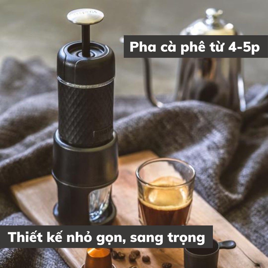 Máy Pha Cà Phê Mini Cầm Tay STARESSO BASIC Chính hãng bản nâng cấp 2021 bảo hành 1 năm Espresso du lịch và văn phòng