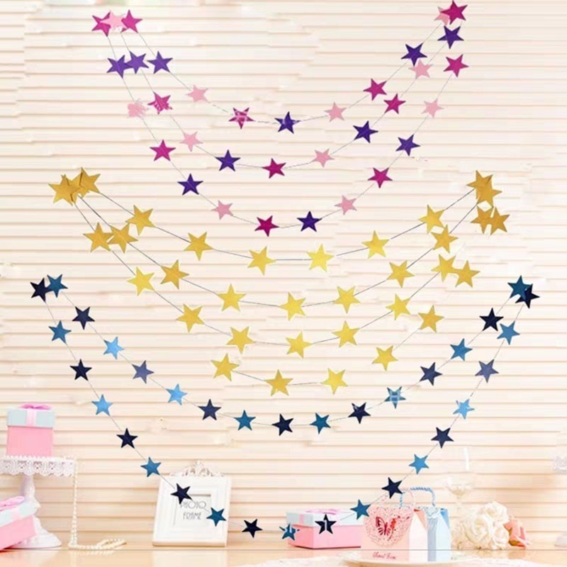1 Dải Băng Rôn Hình Ngôi Sao Bằng Giấy Màu Đồng Treo Tường Trang Trí Phòng Ngủ / Sinh Nhật / Tiệc Giáng Sinh