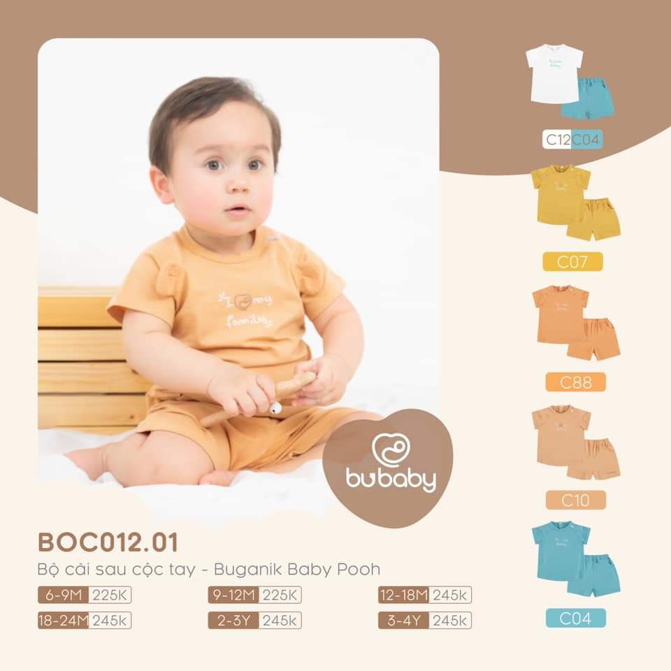 Bộ cộc tay Bu, Bubaby Buganik Baby Pooh 6m - 4Y