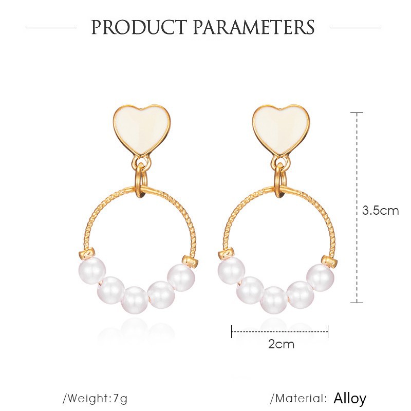 Bông Tai Trái Tim Đính Ngọc Trai Xinh Xắn Cho Nữ