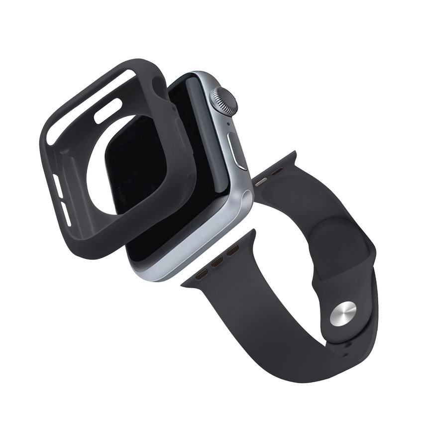 Bộ Dây Đeo + Ốp Bảo Vệ Bằng Silicone Mềm 2 Trong 1 Cho Đồng Hồ Thông Minh Apple Watch 44mm 40mm 42mm 38mm Series 7 6 SE 5 4 3 2 1