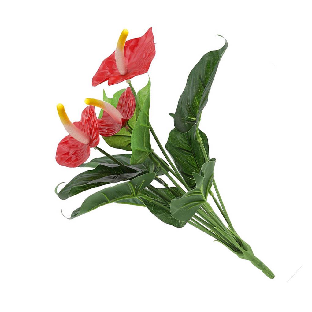 12-head Artificial Anthurium Eye-catching Beautiful Fake Flowers Floral Decor Emulational Plant Handheld Man-carried