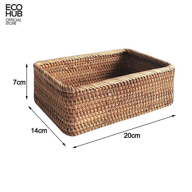 Giỏ mây đan ECOHUB bằng tay, đựng trái cây, Snack, bánh mì, mỹ phẩm (Rattan basket, fruit, Snack, bread, cosmetics)