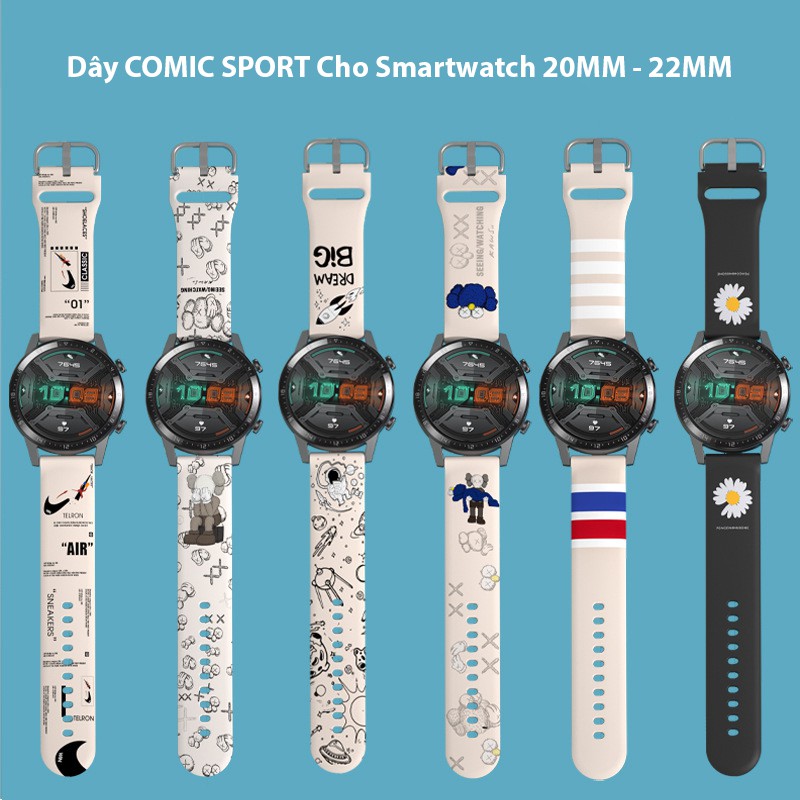 Dây COMIC SPORT Cho Smartwatch 20MM - 22MM - Mềm Phong Cách