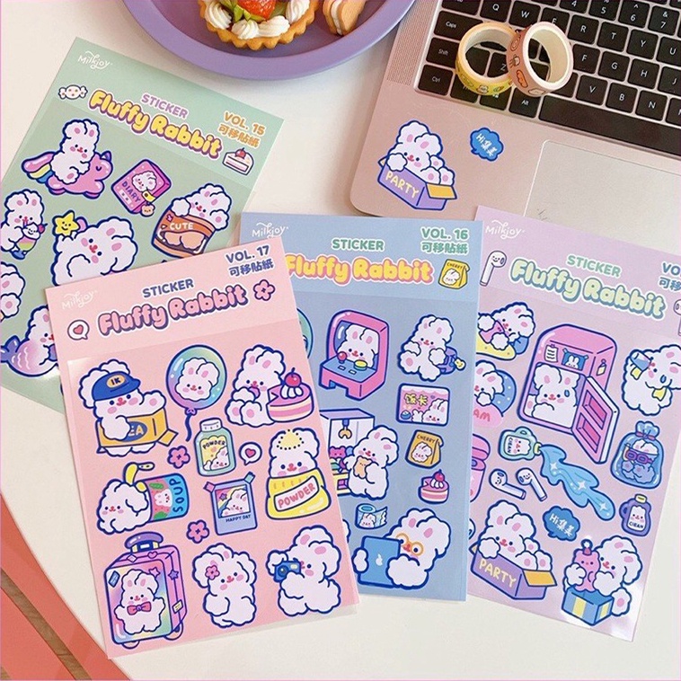 Sticker Hình Dán Trang Trí 🐇 Tự Làm Mô Hình Thỏ Dễ Thương