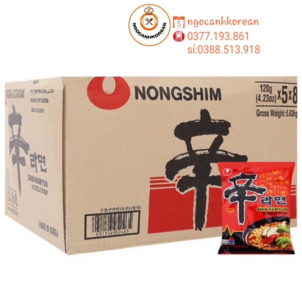 <SỈ> 1 Thùng Mì Shin 40 Gói Nhập Hàn Gói 120gr