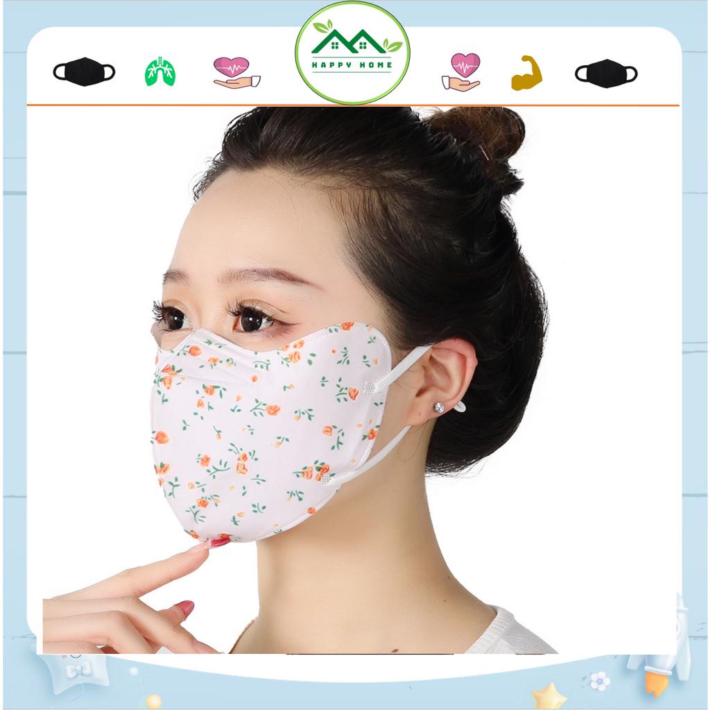 Khẩu trang vải 2 lớp chống nắng, chống tia UV mỏng nhẹ thoáng khí có dây rút điều chỉnh và tái sử dụng phong cách Hàn Qu