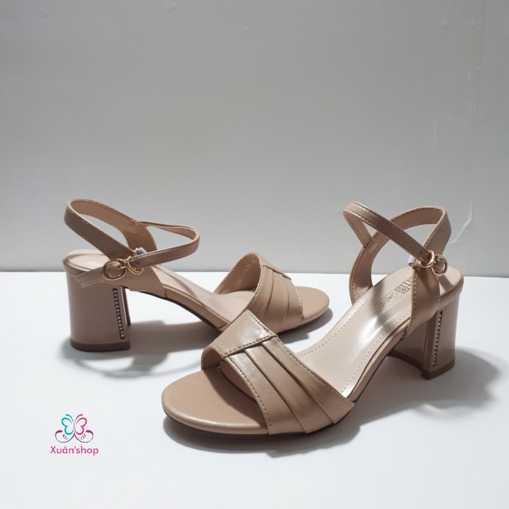 Sandal Dusto quai ngang, gót vuông cao 6cm (có sẵn)