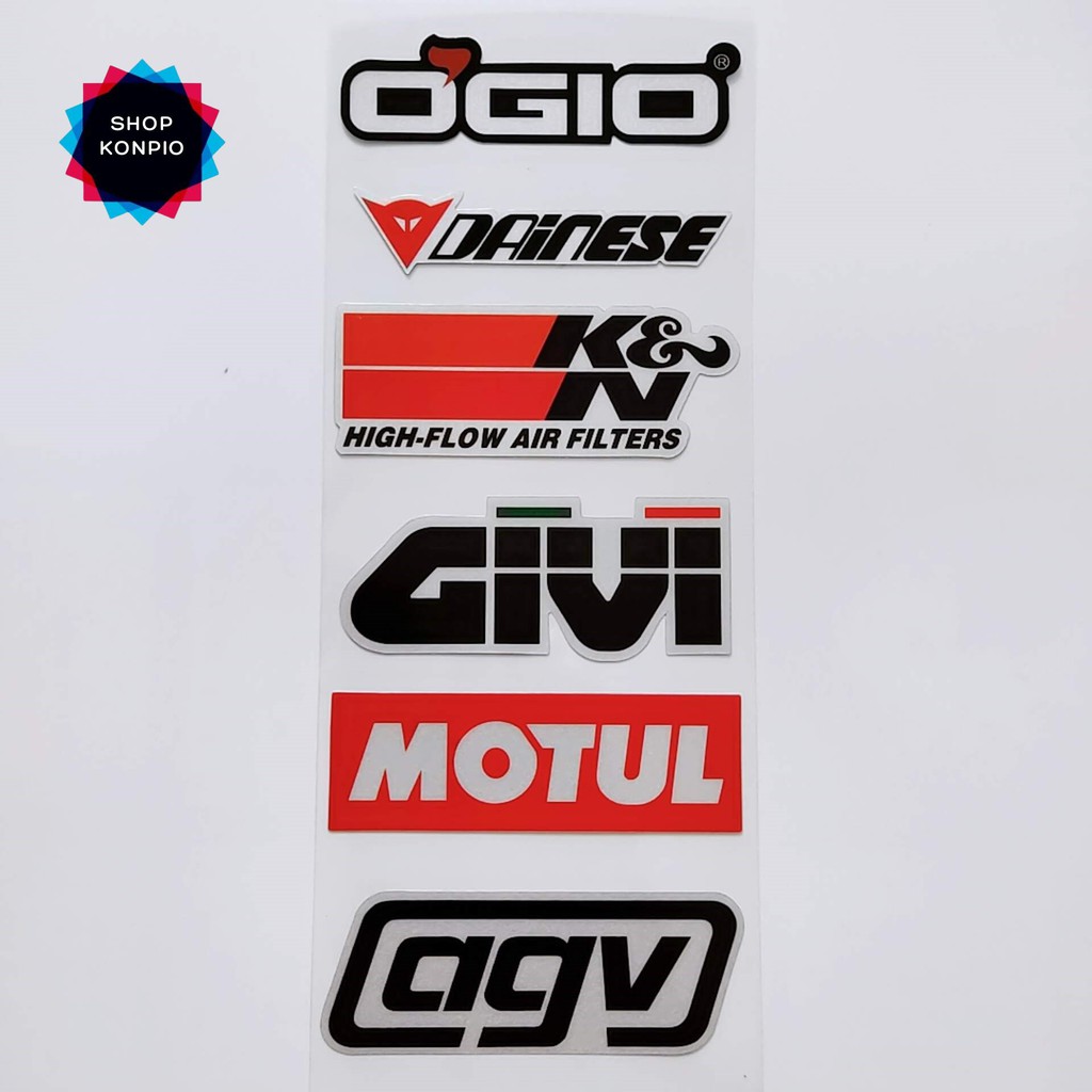 Bộ Tem Sticker Phản Quang Ogio Givi Agv Cao Cấp Dán Xe Máy, Ô Tô, Mũ Bảo Hiểm, Chống Thấm Nước, Chống Bay Màu