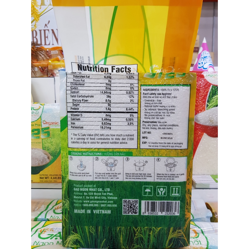 Gạo ST25 - Gạo hữu cơ xuất khẩu  - Gạo Ngon Nhất - Gaongonnhat - Túi 5kg