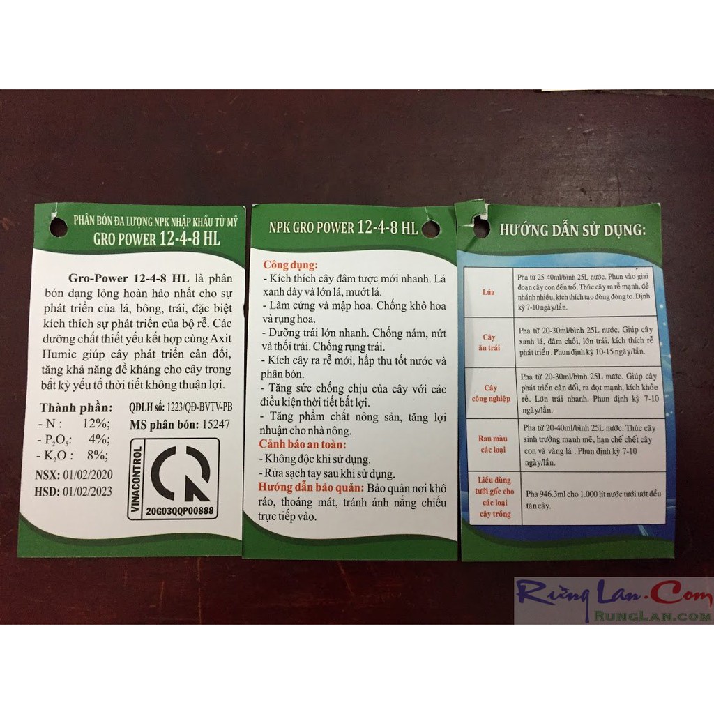 Gro power 12-4-8 phân bón lá NPK nhập khẩu usa.