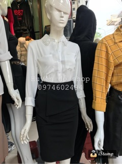 Sơ mi trắng cổ ren