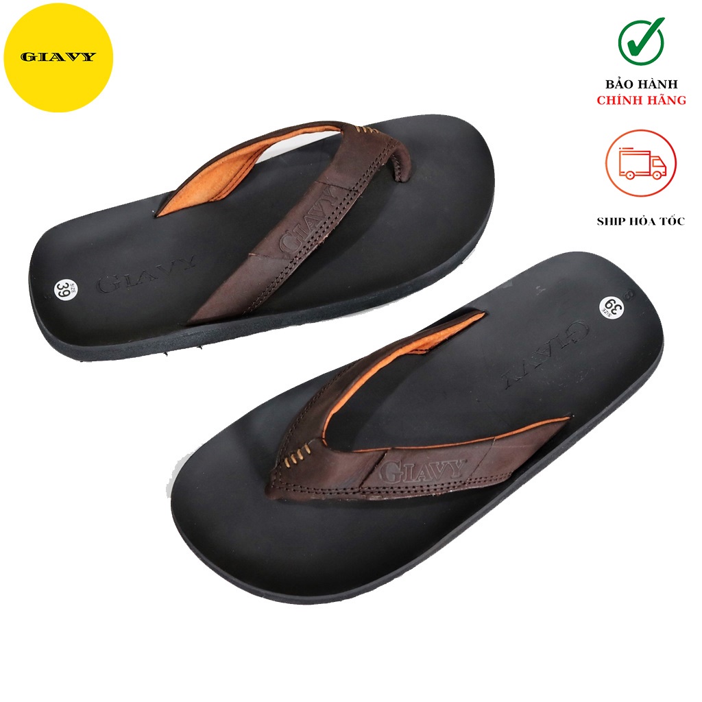 Dép kẹp nam, dép nam quai da mặt cao su, DTL218 - GIÀY GIAVY