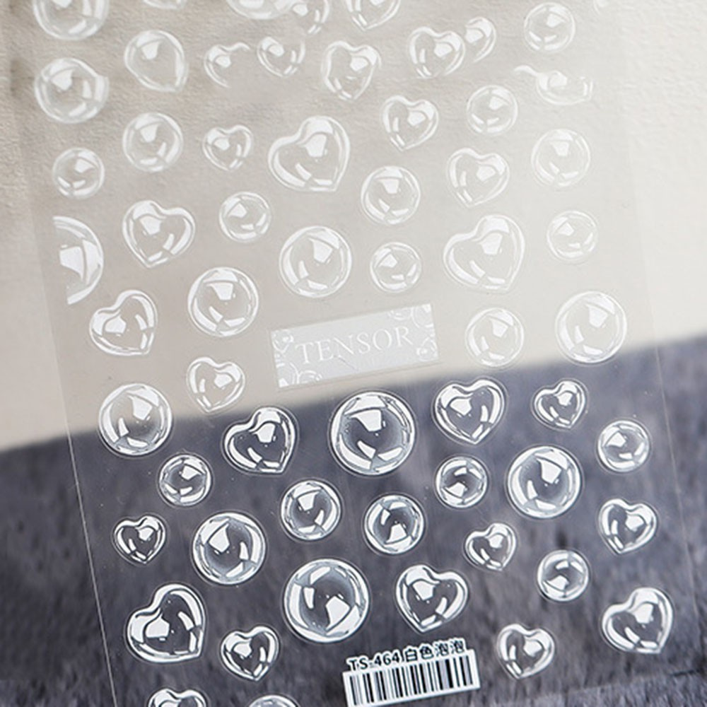 [Hàng mới về] Miếng dán trang trí móng tay hình trái tim/ bong bóng trong suốt 5d DiY