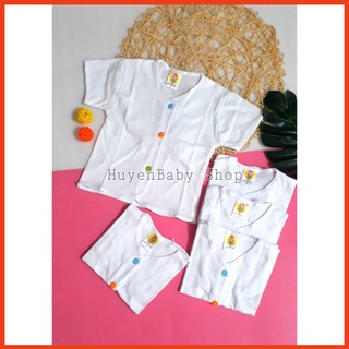 Bộ 5 Áo sơ sinh tay ngắn màu trắng cúc giữa nhiều màu Hello đủ size cho bé từ sơ sinh đến 11 kg