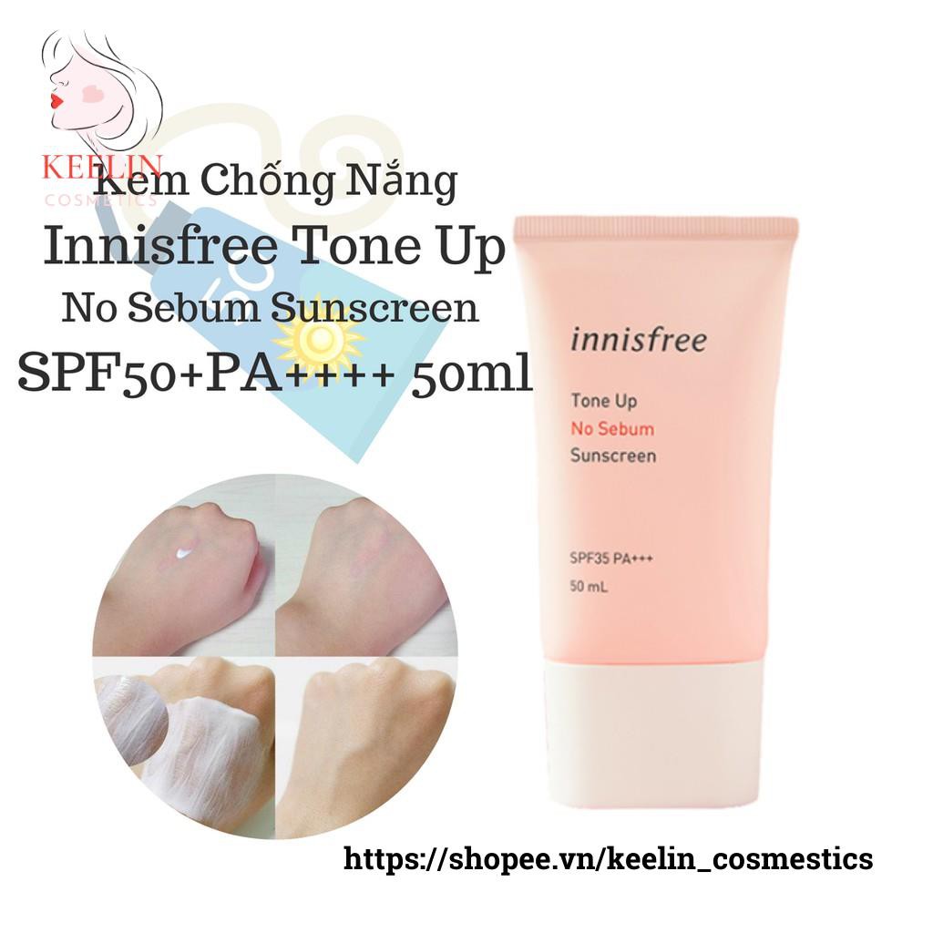 Kem Chống Nắng Innisfree Tone Up No Sebum Sunscreen SPF50+PA++++ 50ml (màu hồng)