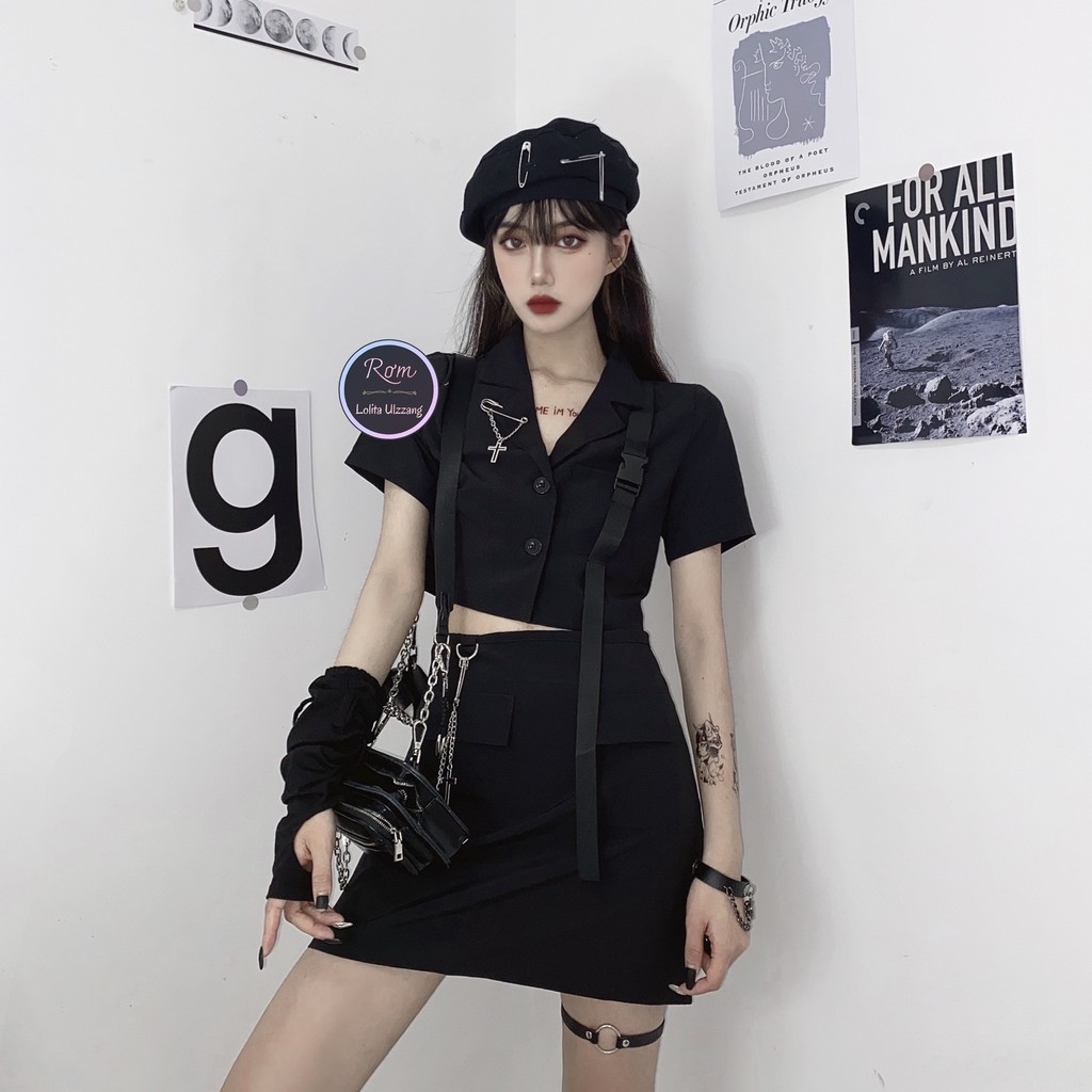 ❣ Set áo croptop và chân váy ôm thủy thủ, set váy gothic, lolita ulzzang