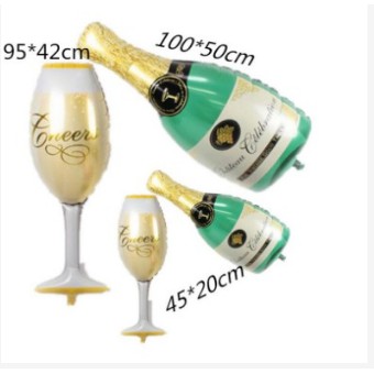 Bong bóng hình ly và chai champagne trang trí sinh nhật, tiệc cưới, tân gia.