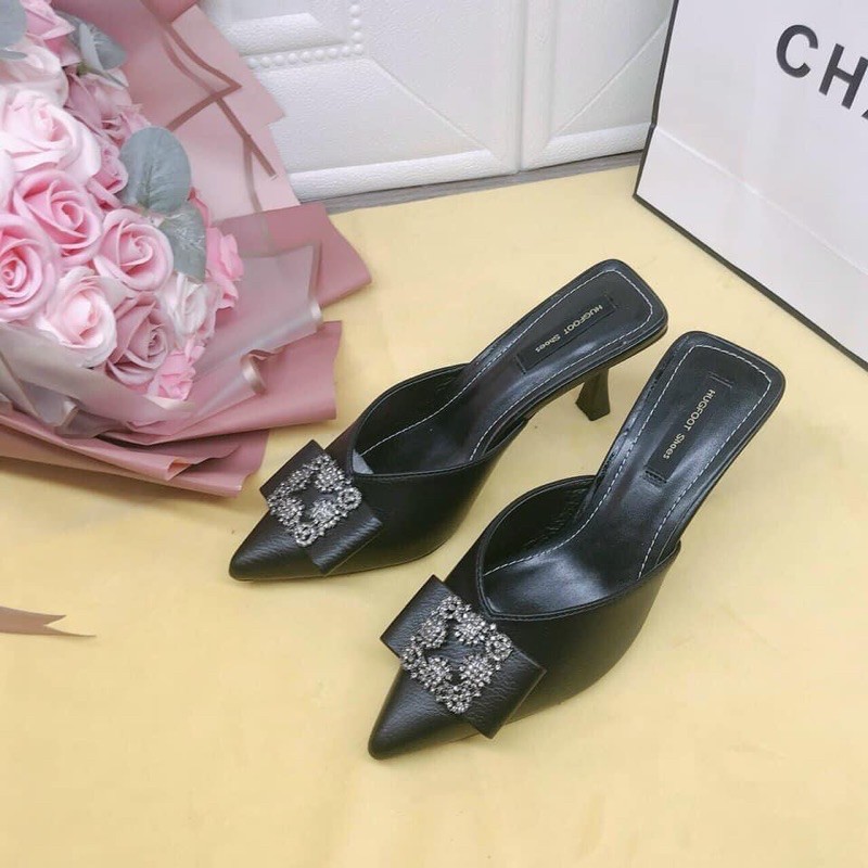 Sục nơ đá gót 7cm da đẹp