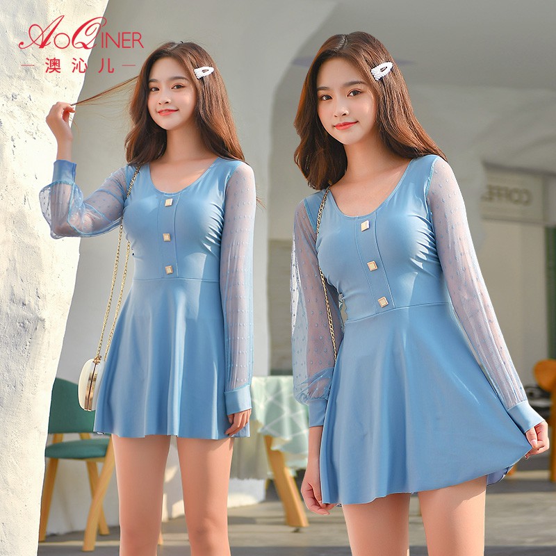 Áo tắm 1 mảnh dài tay chống nắng kín đáo 140520 (Hàng oder chuẩn hình 100%) | BigBuy360 - bigbuy360.vn