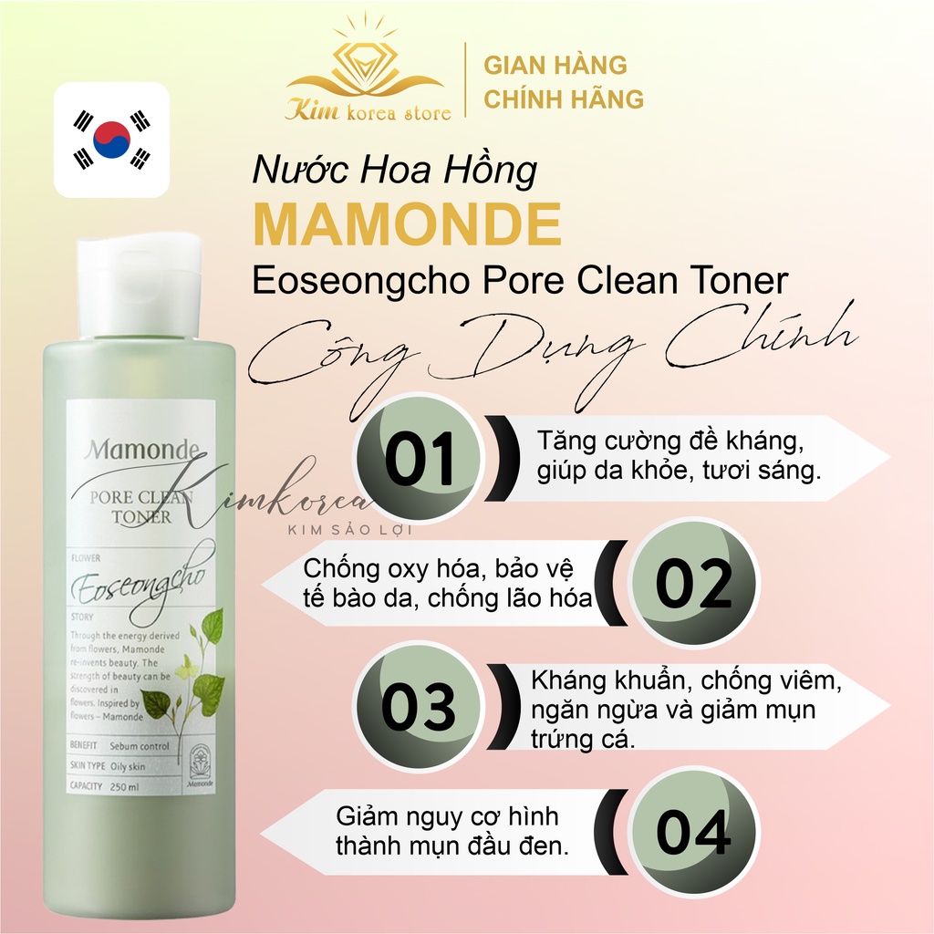Nước hoa hồng cho da mụn Mamonde Pore Clean Toner