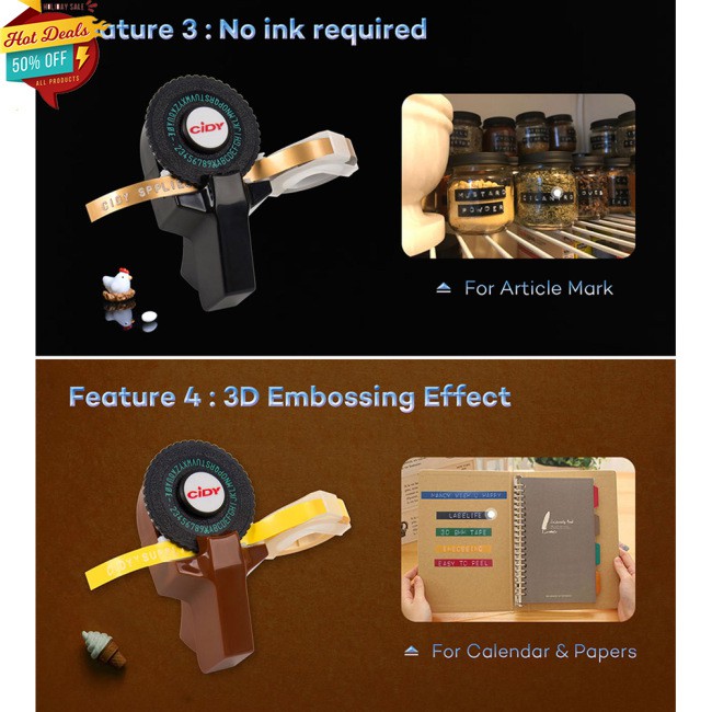 【✨Available✨】Máy dập bấm chữ C101 viết hoa kèm phụ kiện cuộn băng