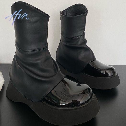 Giày Bốt Cổ Cao Đế Dày Thời Trang Đường Phố Hàn Quốc Cho Nữ