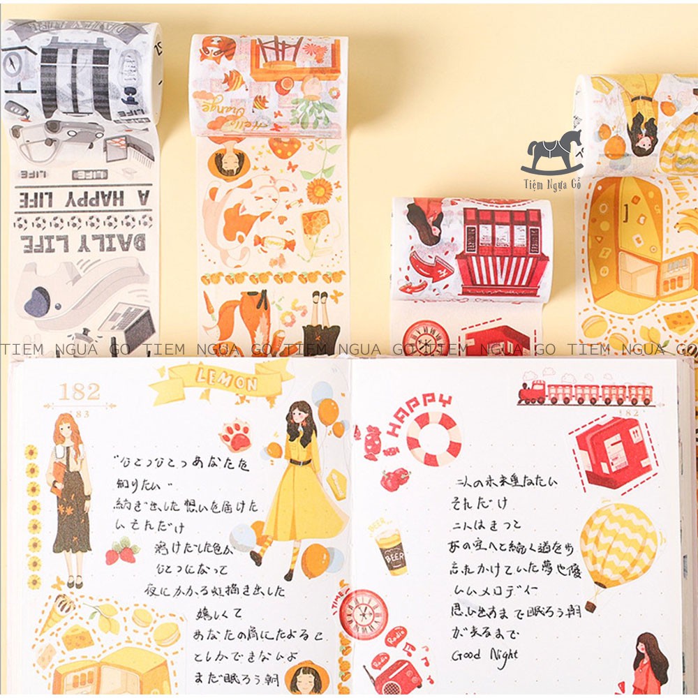 Cuộn Washi Tape Colorful Daily Girl Trang Trí Scrapbook, Nhật Kí, Lịch Trình, Dùng Làm Giấy Gói Quà - Tiệm Ngựa Gỗ