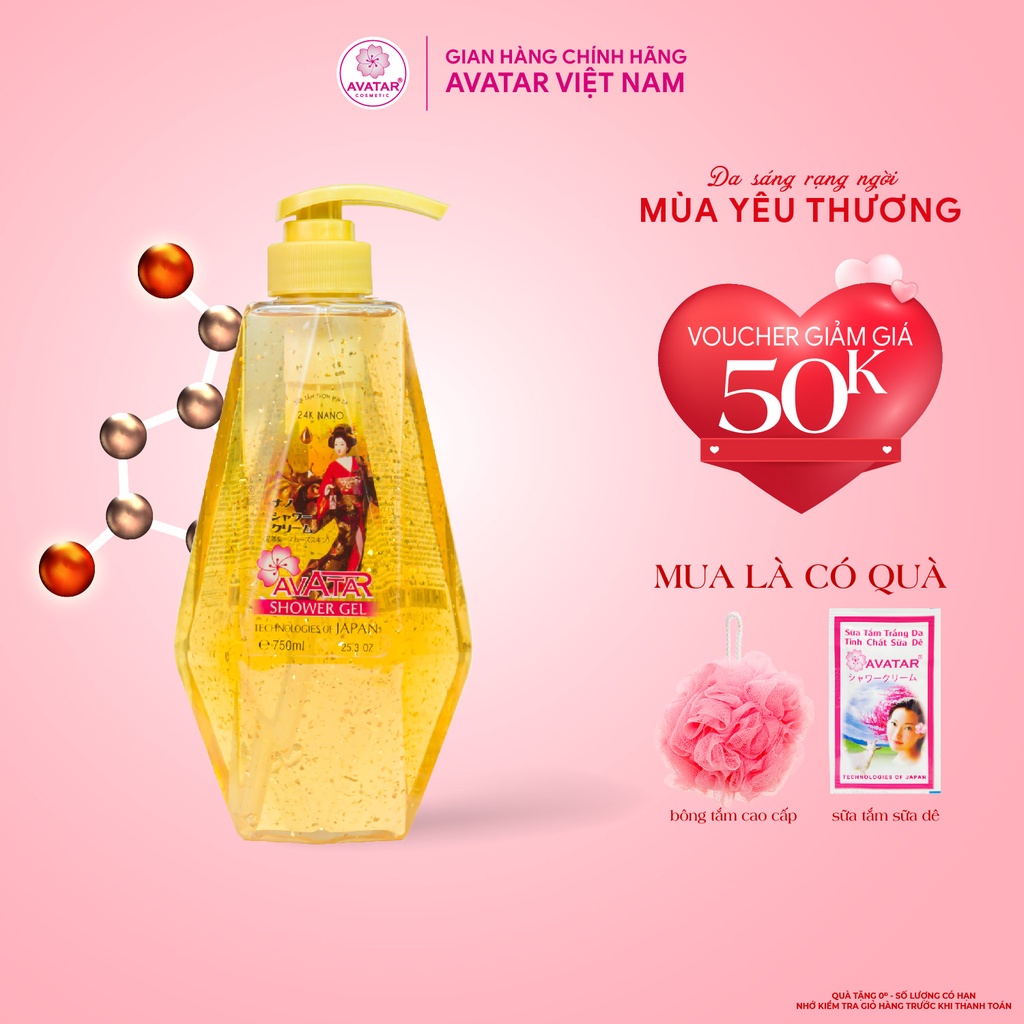 Sữa tắm hương nước hoa 24k Nano Avatar Công nghệ Nano cao cấp Nhật Bản chăm sóc làn da 750ml