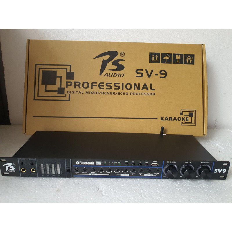 Vang cơ chống hú ( Mới Nhất 2020 ) Vang Karaoke PS Audio-SV9 hỗ trợ chống hú, Bluetooth, Optical, có đèn nháy - sv9 _ Nh