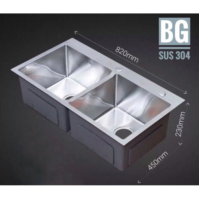 [SUS304]Chậu rửa bát INOX 304 Kích thước 82*45 siêu dày, chống ồn, chống bắn nước