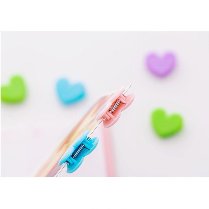 Kẹp Giấy Mini Bằng Nhựa Hình Trái Tim Nhiều Màu Dễ Thương