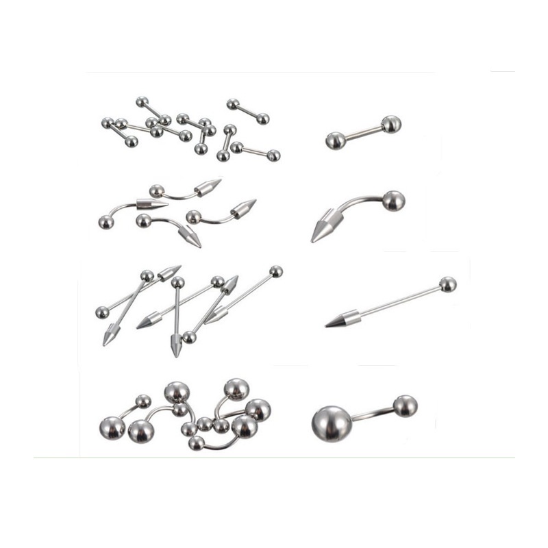 Set 85 khuyên tai môi mũi lông mày phụ kiện thời trang bằng thép không rỉ