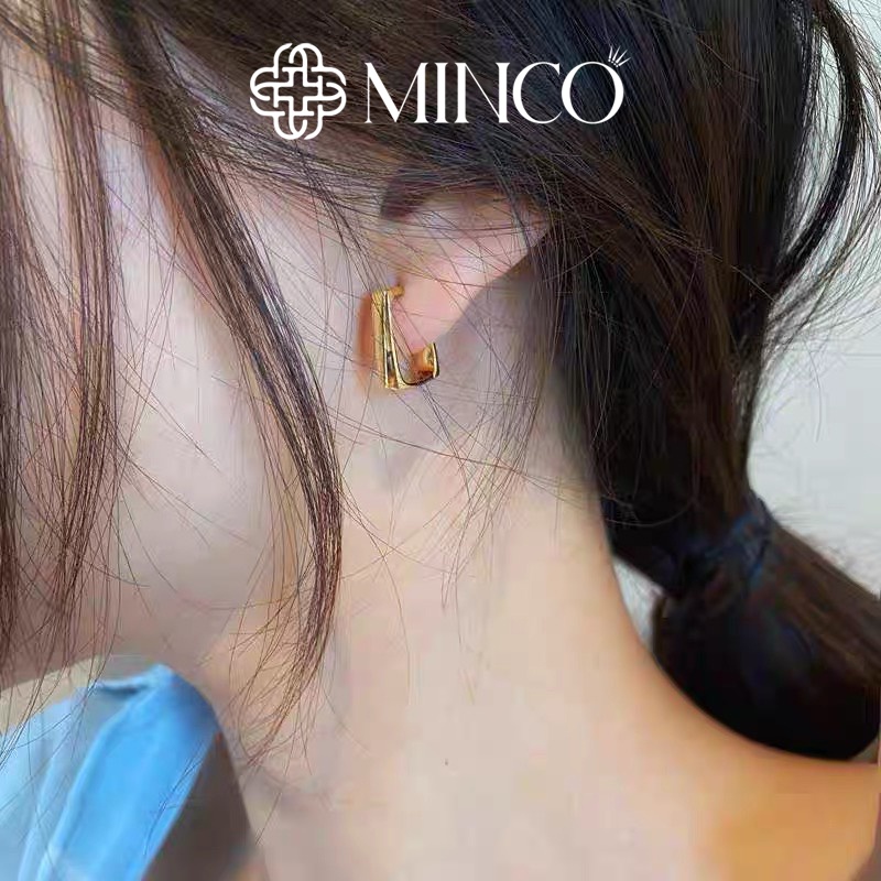 Bông tai nữ Minco Accessories hình vuông sang chảnh khuyên tai basic phụ kiện trang sức thời trang đẹp BT224