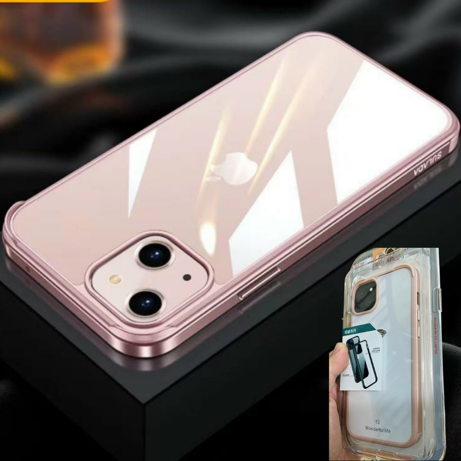 Ốp lưng Sulada kết hợp viền nhôm chuẩn màu máy Iphone 13/13 Pro/13 Pro max / Phụ kiện CiKa 01