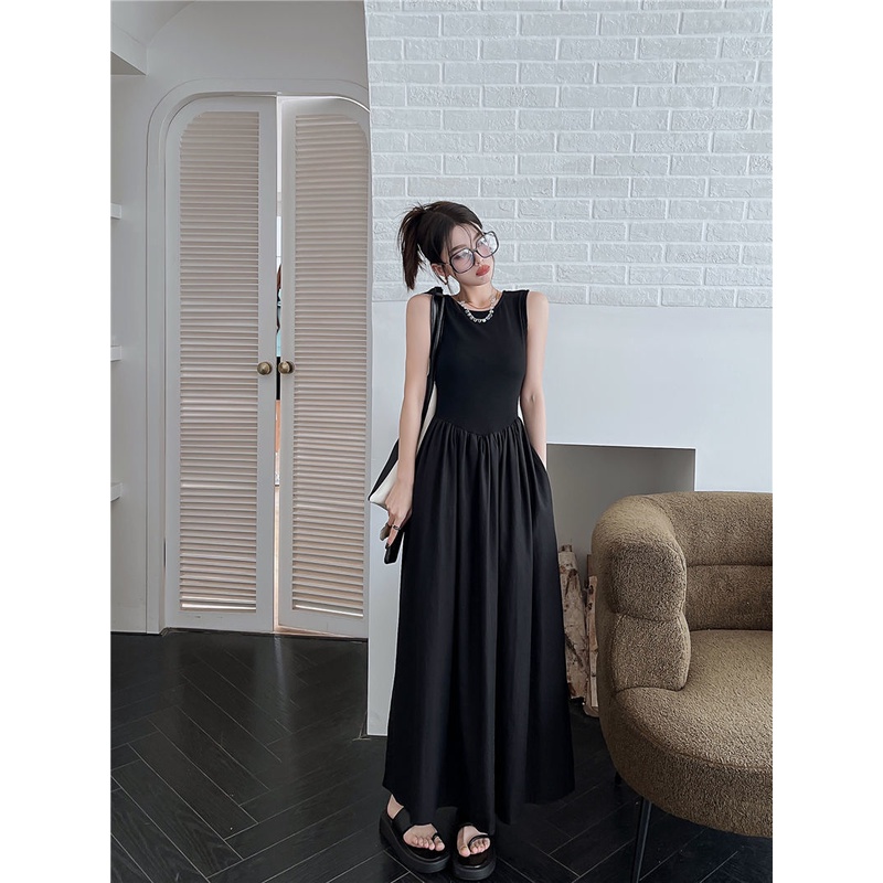 Đầm Dài Xếp Ly Cổ Tròn Dáng Ôm Phong Cách Hàn Quốc Thời Trang Mùa Hè Hàng Mới Dành Cho Bạn Nữ
