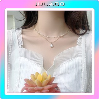 Dây chuyền mặt ngọc nữ 2 lớp đẹp phong cách thời trang JULADO VC12