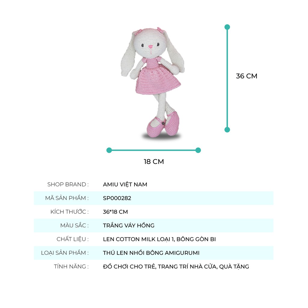 Thỏ Anna bông móc len handmade cao cấp Amigurumi - SP000282